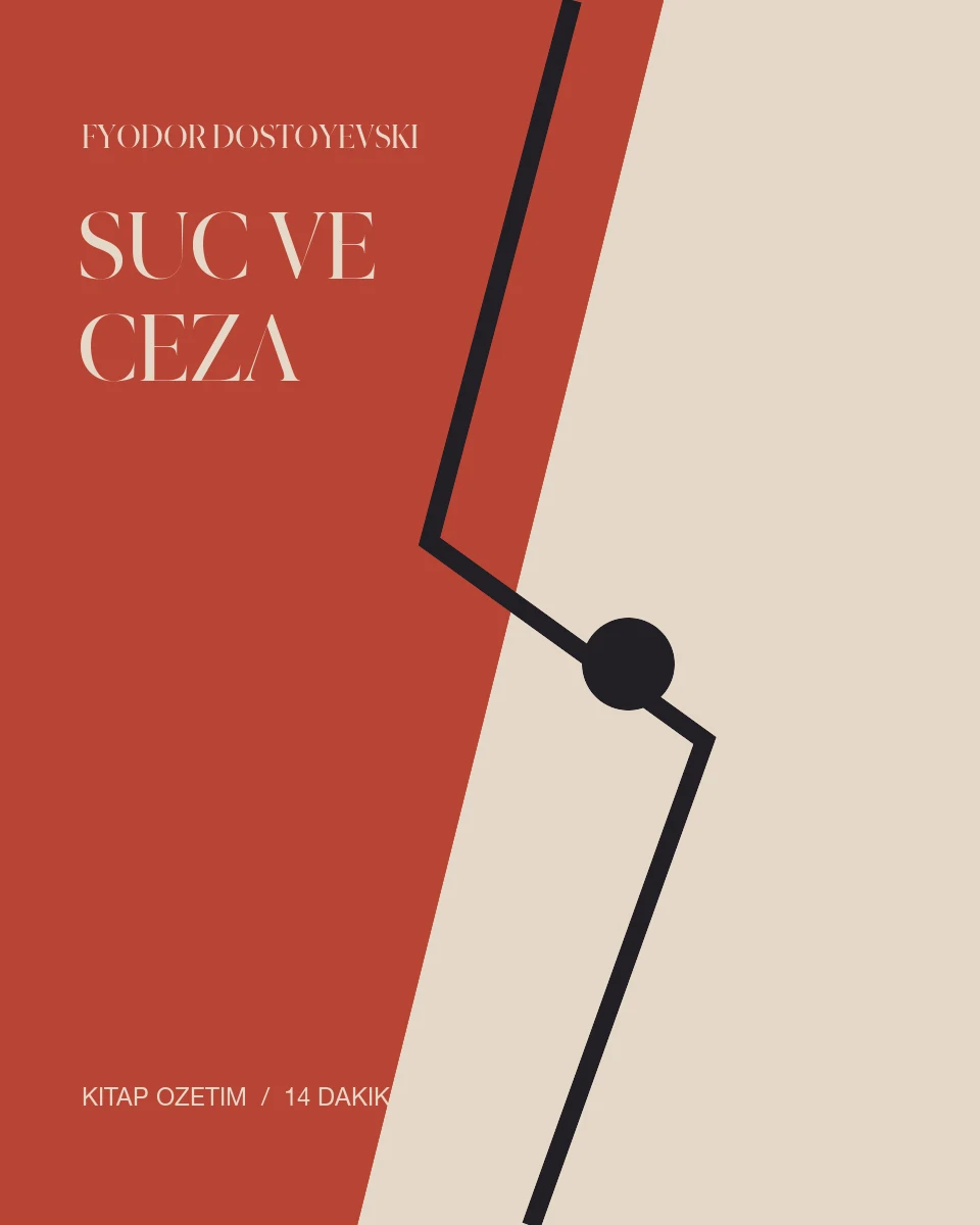 Kırmızı ve siyah geometrik sokak gölgelerinden oluşan özgün Suç ve Ceza kitap özeti kapağı